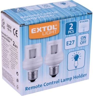 Objímka na žárovku dálkově ovládaná, 2ks, rozšiřující sada, max. 60W žárovka, E27, dosah 30m EXTOL LIGHT