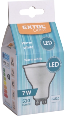 Žárovka LED reflektorová, 7W, 510lm, GU10, teplá bílá EXTOL LIGHT