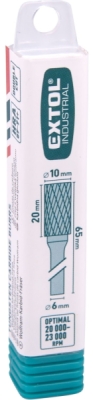 Fréza karbidová, valcová s čelným ozubením, pr. 10x20mm/stopka 6mm, sek stredná EXTOL INDUSTRIAL