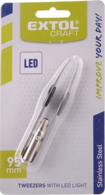EXTOL CRAFT pinzeta s LED světlem, délka 95mm, nerez, 9696