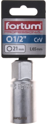 Hlavice nástrčná na zapalov. svíčky 1/2", 21mm, L 65mm FORTUM