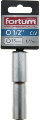 Hlavice nástrčná prodloužená 1/2", 13mm, L 77mm FORTUM