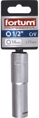 Hlavice nástrčná prodloužená 1/2", 14mm, L 77mm FORTUM