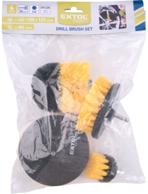 Sada čistících kartáčů na vrtačku 4ks, stopka 1/4"x25mm EXTOL CRAFT