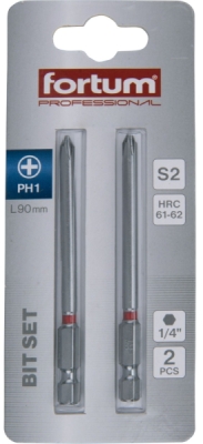 Hrot křížový phillips, sada 2ks, PH 1x90mm, S2 FORTUM