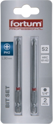 Hrot křížový phillips, sada 2ks, PH 2x90mm, S2 FORTUM
