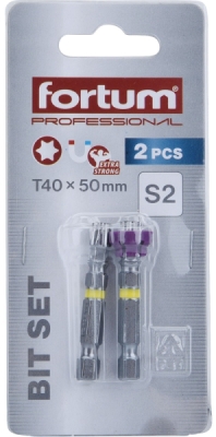Hroty sada 2ks TORX s magnetickým kloboučkem, T 40x50mm, S2 FORTUM