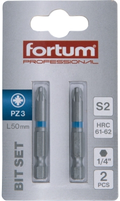 Hrot křížový pozidriv, sada 2ks, PZ 3x50mm, S2 FORTUM