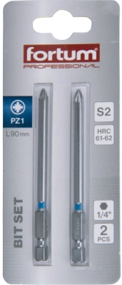 Hrot křížový pozidriv, sada 2ks, PZ 1x90mm, S2 FORTUM