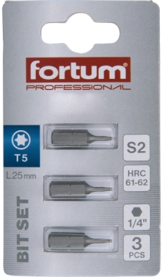 Hrot TORX, sada 3ks, T 5x25mm, S2 FORTUM