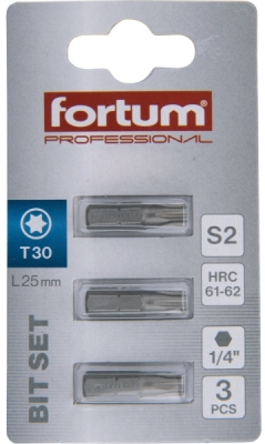 Hrot TORX, sada 3ks, T 30x25mm, S2 FORTUM