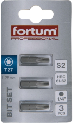 Hrot TORX, sada 3ks, T 27x25mm, S2 FORTUM