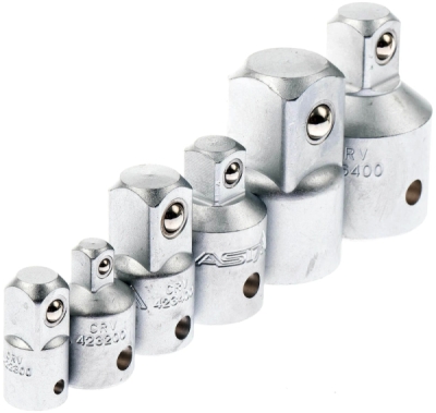 Redukce čtyřhrany 1/4", 3/8", 1/2", 3/4", různé adaptéry, sada 6 ks - ASTA A-6HAS