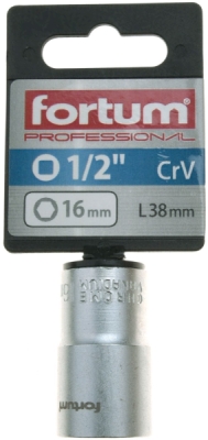 Hlavice nástrčná 1/2", 16mm, L 38mm FORTUM