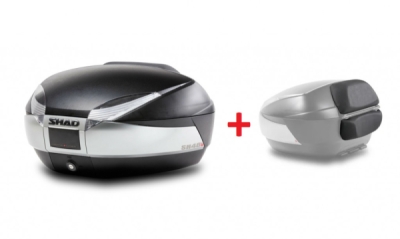 Vrchní kufr na motorku SHAD 130.D0B48400+D0RI4800 SH48 D0B48400+D0RI4800 nový titan with PREMIUM SMART lock and backrest