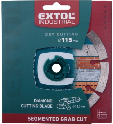 Kotouč diamantový řezný segmentový Grab Cut, suché řezání, ⌀115x22,2x2mm EXTOL INDUSTRIAL