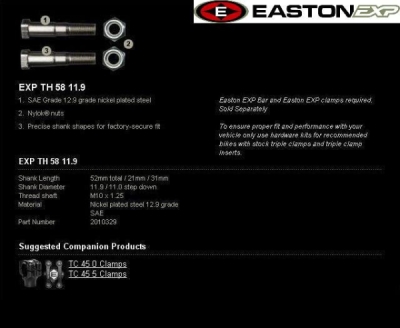 Montážní sada řidítek EASTON EXP EXP TH 58 11.9