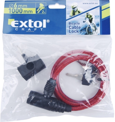 EXTOL CRAFT zámek na kolo - lanko, 6x1000mm, 77730