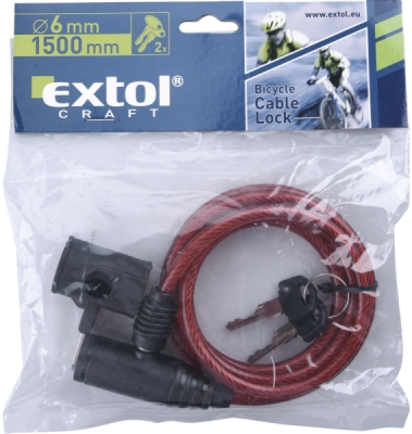 EXTOL CRAFT zámek na kolo - lanko, 6x1500mm, 77750