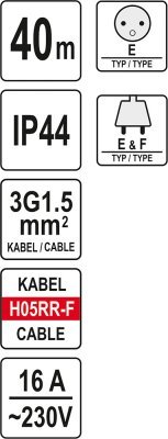 Yato Prodlužovák bubnový 4zásuvky IP44 16A  40 m