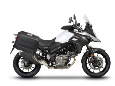 Kompletní sada bočních černých hliníkových kufrů SHAD 130.kitTERRAside-25B TERRA BLACK 36L/36L , včetně montážní sady SHAD SUZUKI DL 650 V-Strom