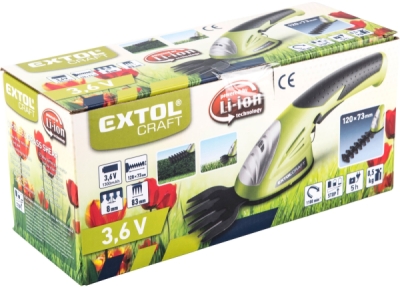 Nůžky na trávu a živé ploty aku 3,6V Li-ion, 1300mAh EXTOL CRAFT