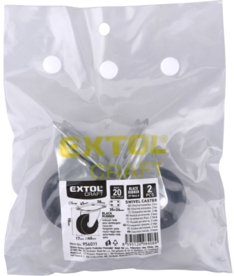Kolečka otočná z tvrdé pryže, sada 2ks, průměr 40mm EXTOL CRAFT