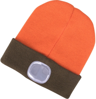 Čepice s čelovkou 4x45lm, USB nabíjení, fluorescentní oranžová/khaki zelená, oboustranná, univerzální velikost EXTOL LIGHT