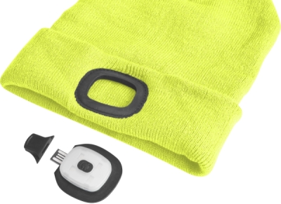 Čepice s čelovkou 4x45lm, USB nabíjení, fluorescentní žlutá, univerzální velikost EXTOL LIGHT