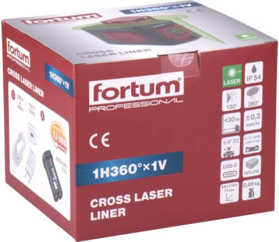 Laser zelený liniový, křížový samonivelační FORTUM