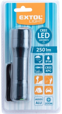 Svítilna, zoom, celokovová, 250lm, CREE XPG EXTOL LIGHT