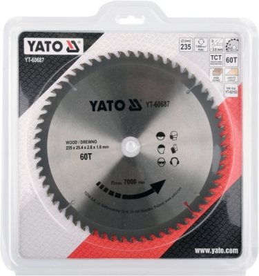 Kotouč na dřevo TCT 235 x 25,4 mm 60z Yato YT-60687