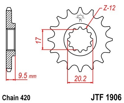 Řetězové kolečko JT JTF 1906-14 14 zubů, 428