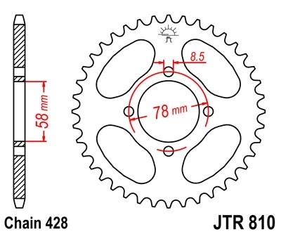 Řetězová rozeta JT JTR 810-41 41 zubů, 428