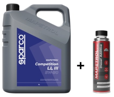 Olej motorový MAPETROL SPARCO COMPETITION LL III 5W-30 5L + MAPETROL DIESEL ADDITIVE 300ML
