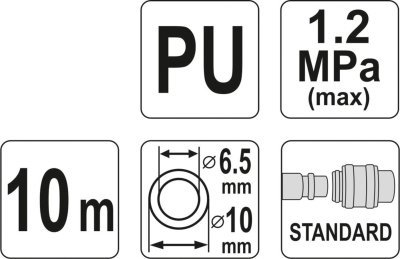 Hadice vzduchová spirální PU 6,5x10mm, 10m Yato YT-24205