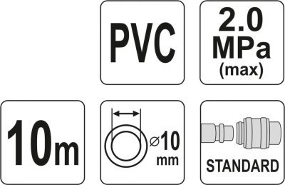 Hadice vzduchová PVC 10mm, 10m Yato YT-24224