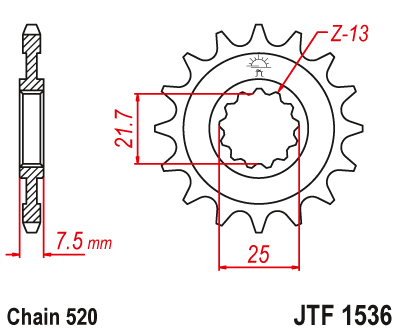 Řetězové kolečko JT JTF 1536-15 15 zubů, 520