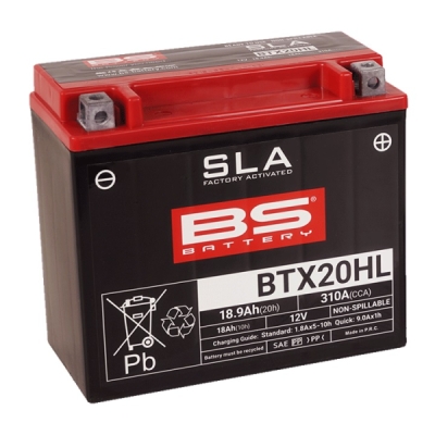 Továrně aktivovaná motocyklová baterie BS-BATTERY BTX20L (FA) (YTX20L (FA)) SLA