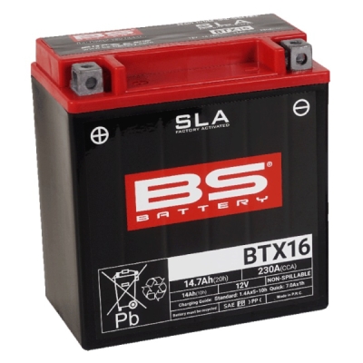 Továrně aktivovaná motocyklová baterie BS-BATTERY BTX16 (FA) (YTX16 (FA)) SLA