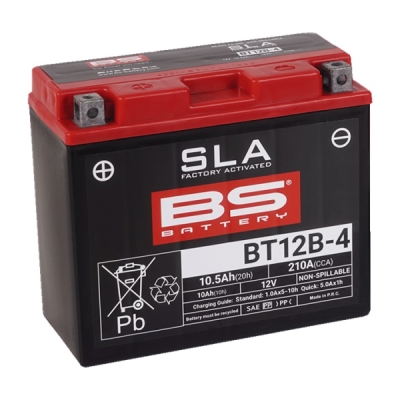 Továrně aktivovaná motocyklová baterie BS-BATTERY BT12B-4 (YT12B-4) SLA