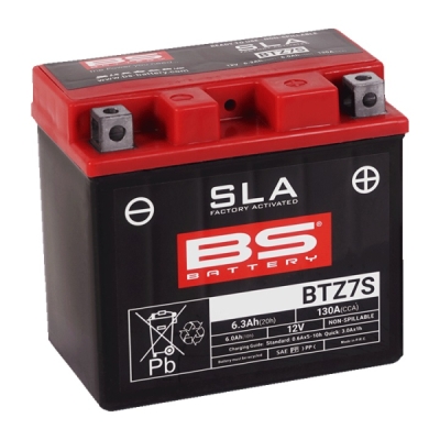 Továrně aktivovaná motocyklová baterie BS-BATTERY BTZ7S (YTZ7S) SLA