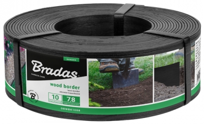 Obruba záhonů WOOD BORDER, černá 78mm x 2.8mm x 10m BRADAS OBWBK1008