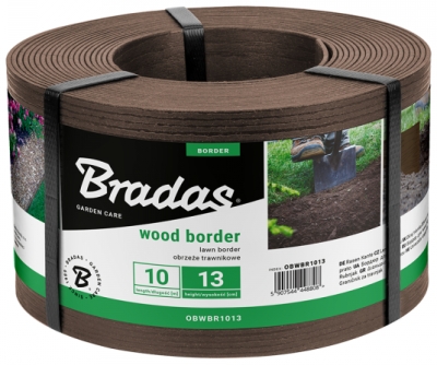 Obruba záhonů, hnědá 130mm x 2,8mm x 10m WOOD BORDER BRADAS OBWBR1013