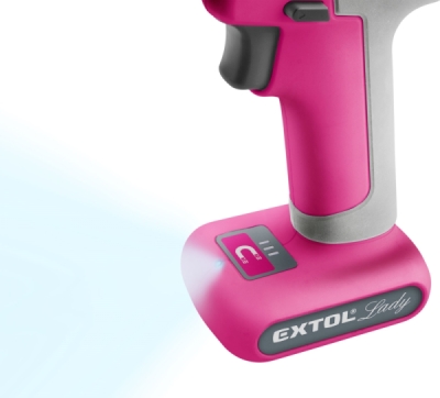 Vrtací šroubovák aku, růžový, 12V Li-ion, 1500mAh EXTOL LADY