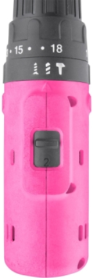 Vrtací šroubovák aku s příklepem, růžový, 12V Li-ion, 2000mAh, v kufru s nářadím, sada 27ks EXTOL LADY
