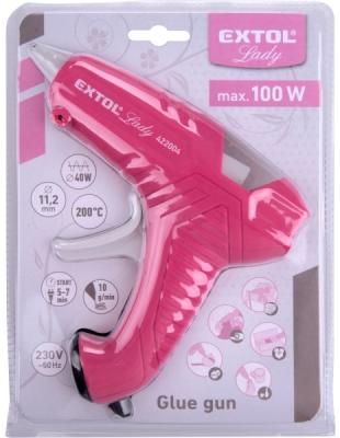 Pistole tavná lepící, ⌀11mm, 40W, růžová EXTOL LADY