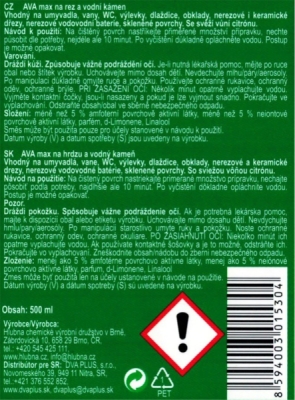 AVA MAX universal 500ml na rez a vodní kámen MR