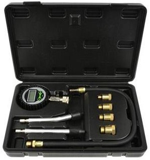 Kompresiometr pro zážehové motory, LCD displej, sada 8ks, tester komprese GEKO G02509