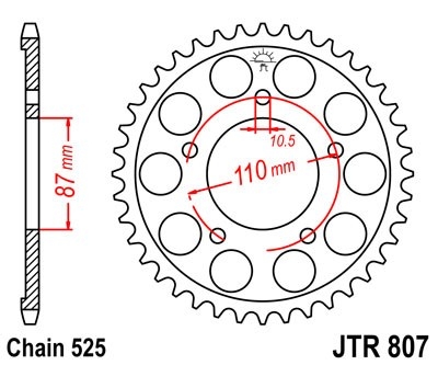 Řetězová rozeta JT JTR 807-44 44 zubů, 525